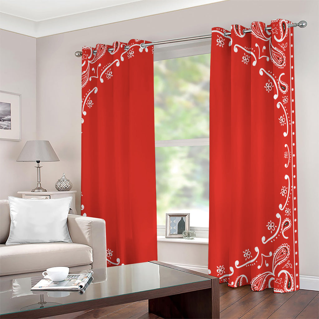 Orange Paisley Bandana Print Extra Wide Grommet Curtains