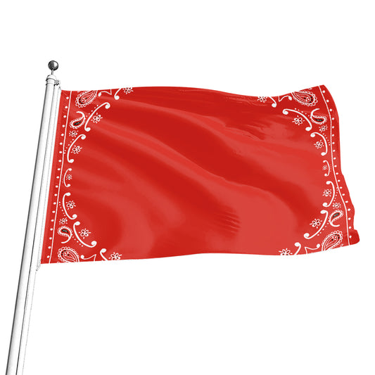 Orange Paisley Bandana Print Flag