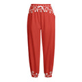 Orange Paisley Bandana Print Fleece Lined Knit Pants