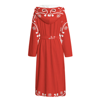 Orange Paisley Bandana Print Hooded Bathrobe