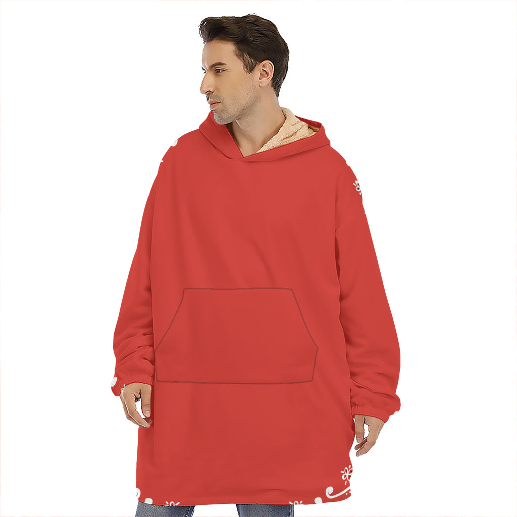Orange Paisley Bandana Print Hoodie Blanket