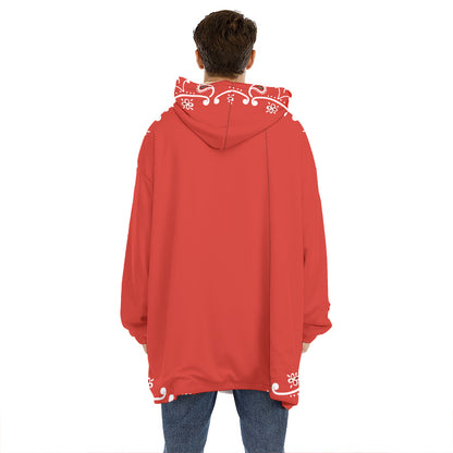 Orange Paisley Bandana Print Hoodie Blanket