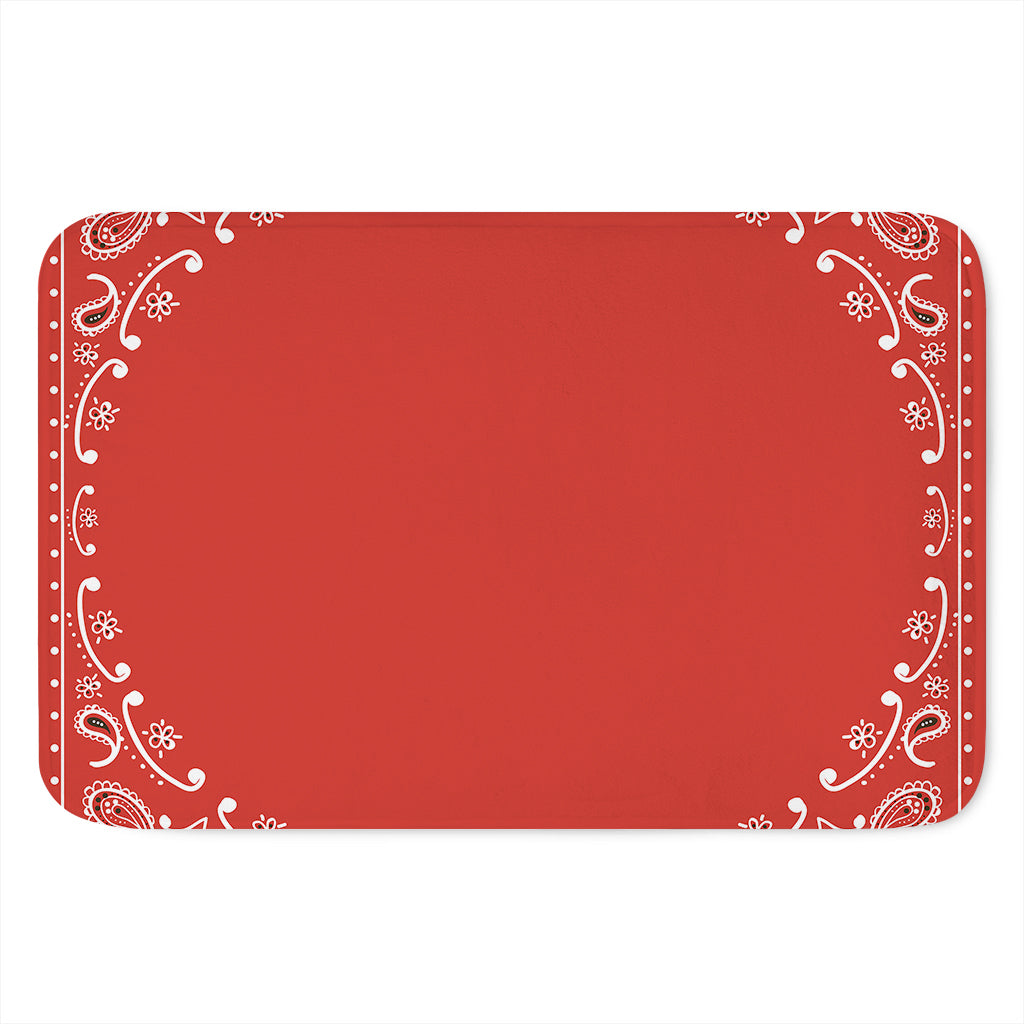 Orange Paisley Bandana Print Indoor Door Mat