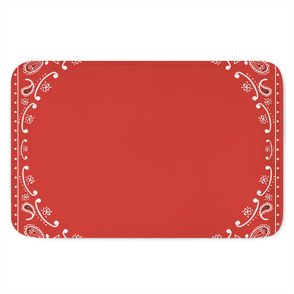 Orange Paisley Bandana Print Indoor Door Mat