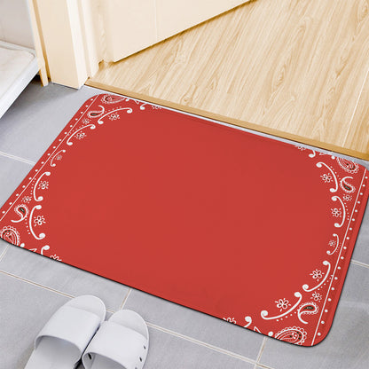 Orange Paisley Bandana Print Indoor Door Mat
