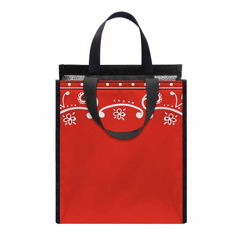 Orange Paisley Bandana Print Insulated Lunch Tote