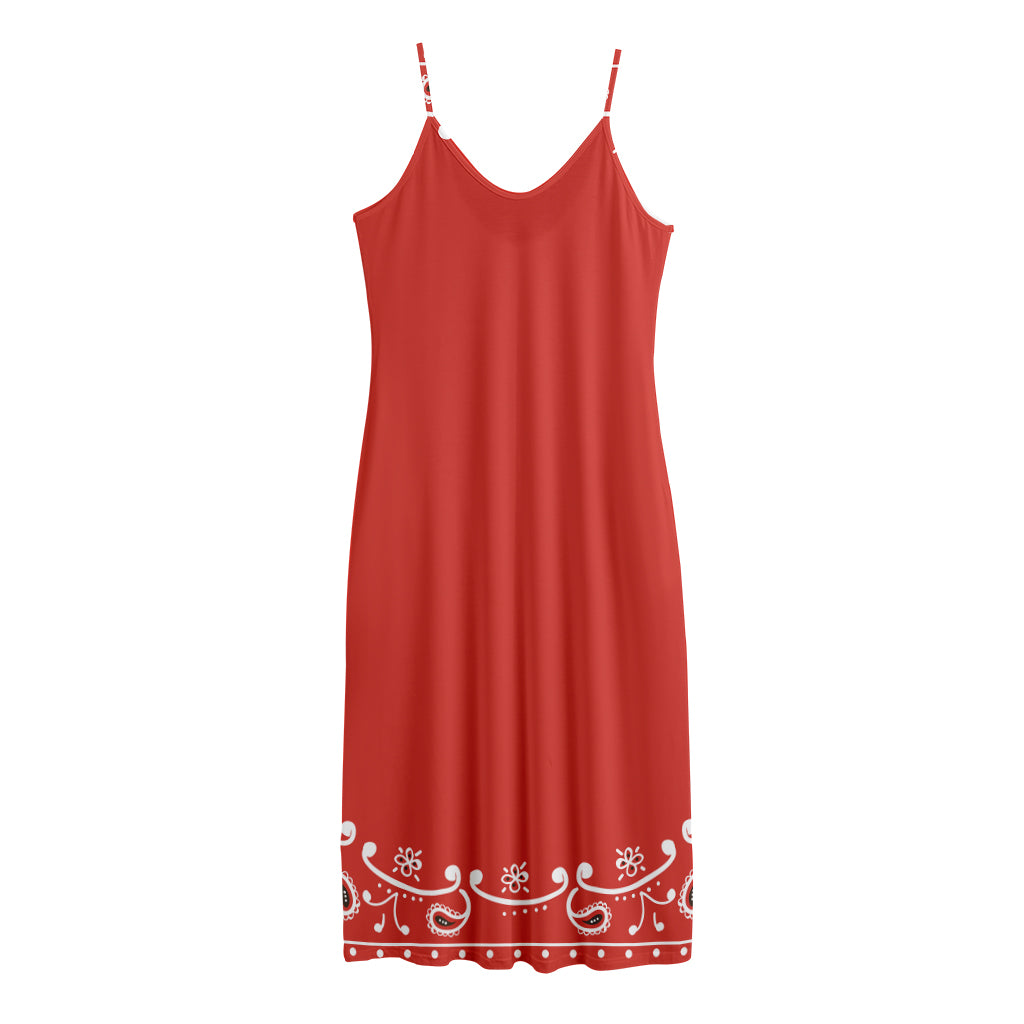 Orange Paisley Bandana Print Jersey Midi Cami Dress