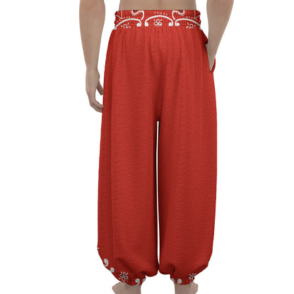 Orange Paisley Bandana Print Lantern Pants