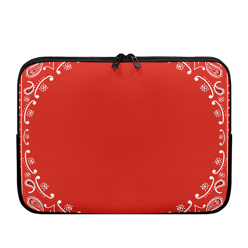 Orange Paisley Bandana Print Laptop Sleeve
