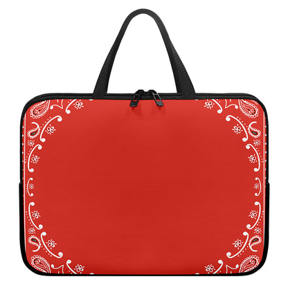 Orange Paisley Bandana Print Laptop Sleeve With Handle