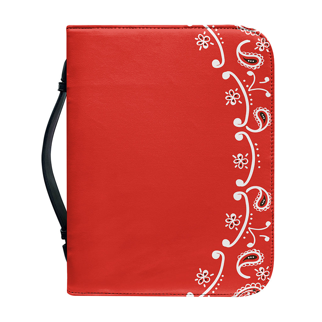 Orange Paisley Bandana Print Leather Bible Cover