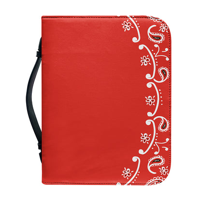 Orange Paisley Bandana Print Leather Bible Cover