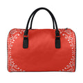 Orange Paisley Bandana Print Leather Duffel Bag