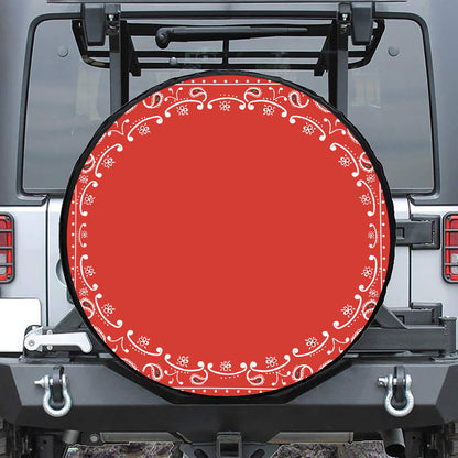 Orange Paisley Bandana Print Leather Spare Tire Cover