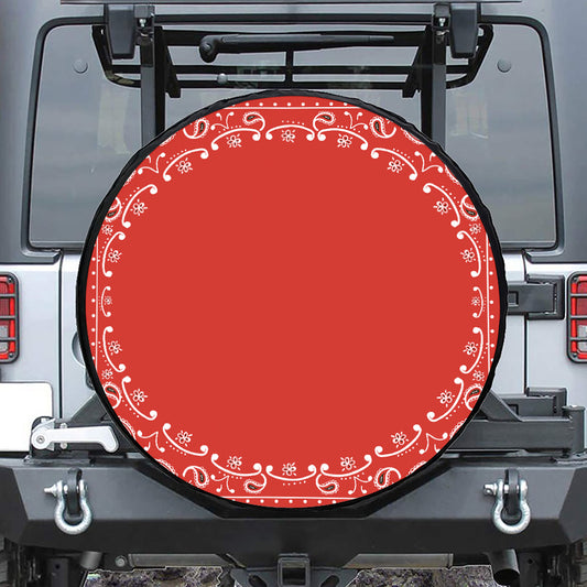 Orange Paisley Bandana Print Leather Spare Tire Cover