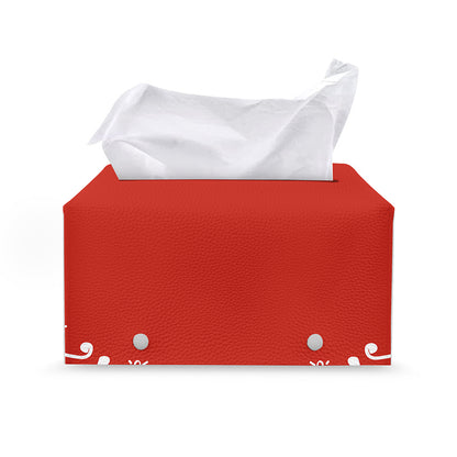 Orange Paisley Bandana Print Leather Tissue Box Cover