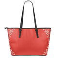 Orange Paisley Bandana Print Leather Tote Bag With Zipper