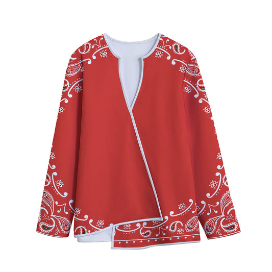 Orange Paisley Bandana Print Long Sleeve Short Coat