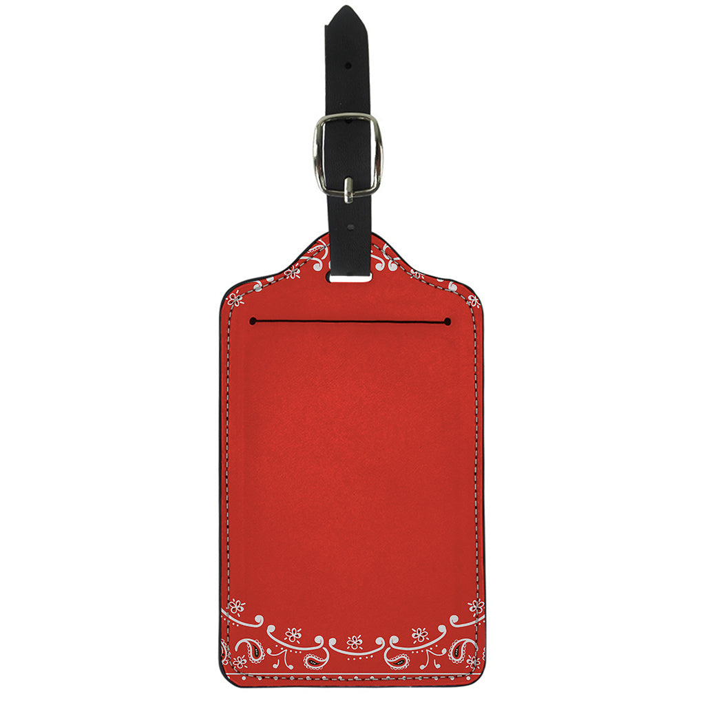 Orange Paisley Bandana Print Luggage Tag