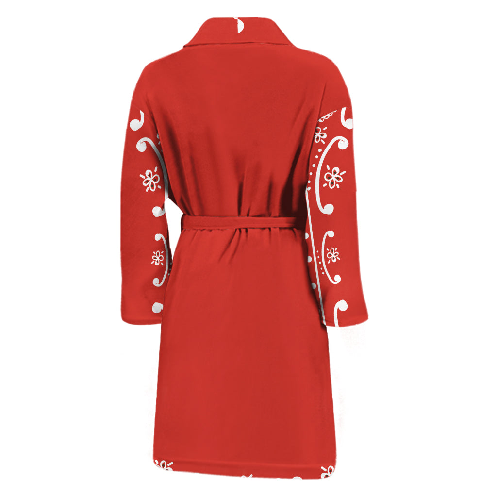 Orange Paisley Bandana Print Men's Bathrobe