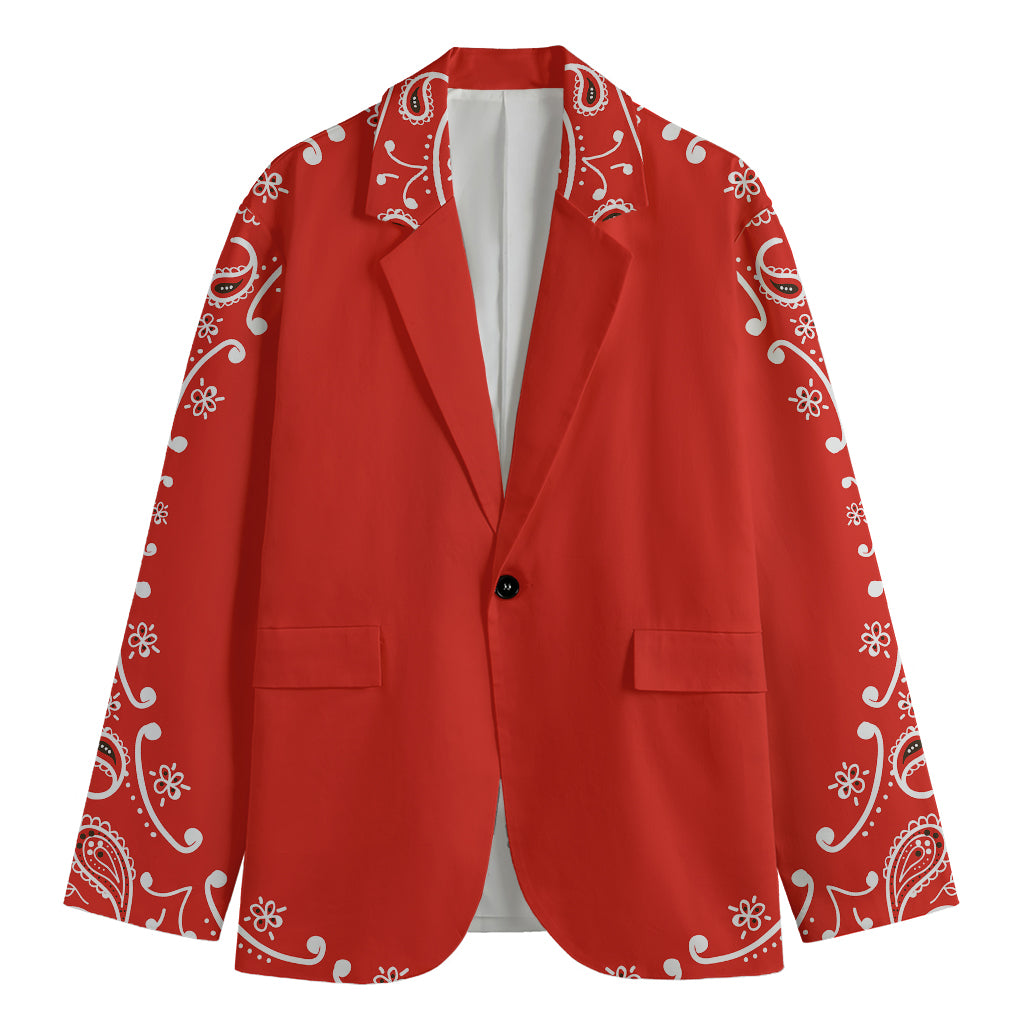 Orange Paisley Bandana Print Men's Blazer