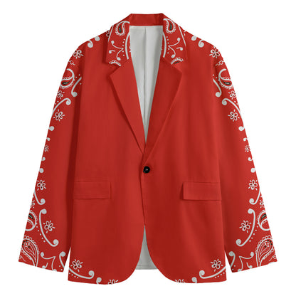 Orange Paisley Bandana Print Men's Blazer
