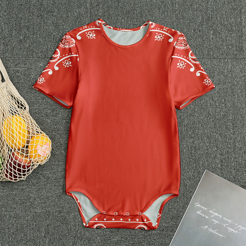 Orange Paisley Bandana Print Men's Bodysuit