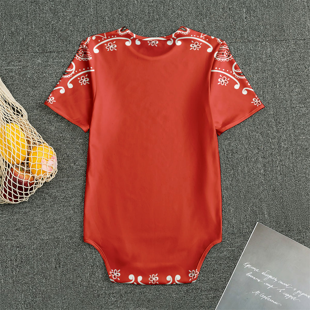 Orange Paisley Bandana Print Men's Bodysuit