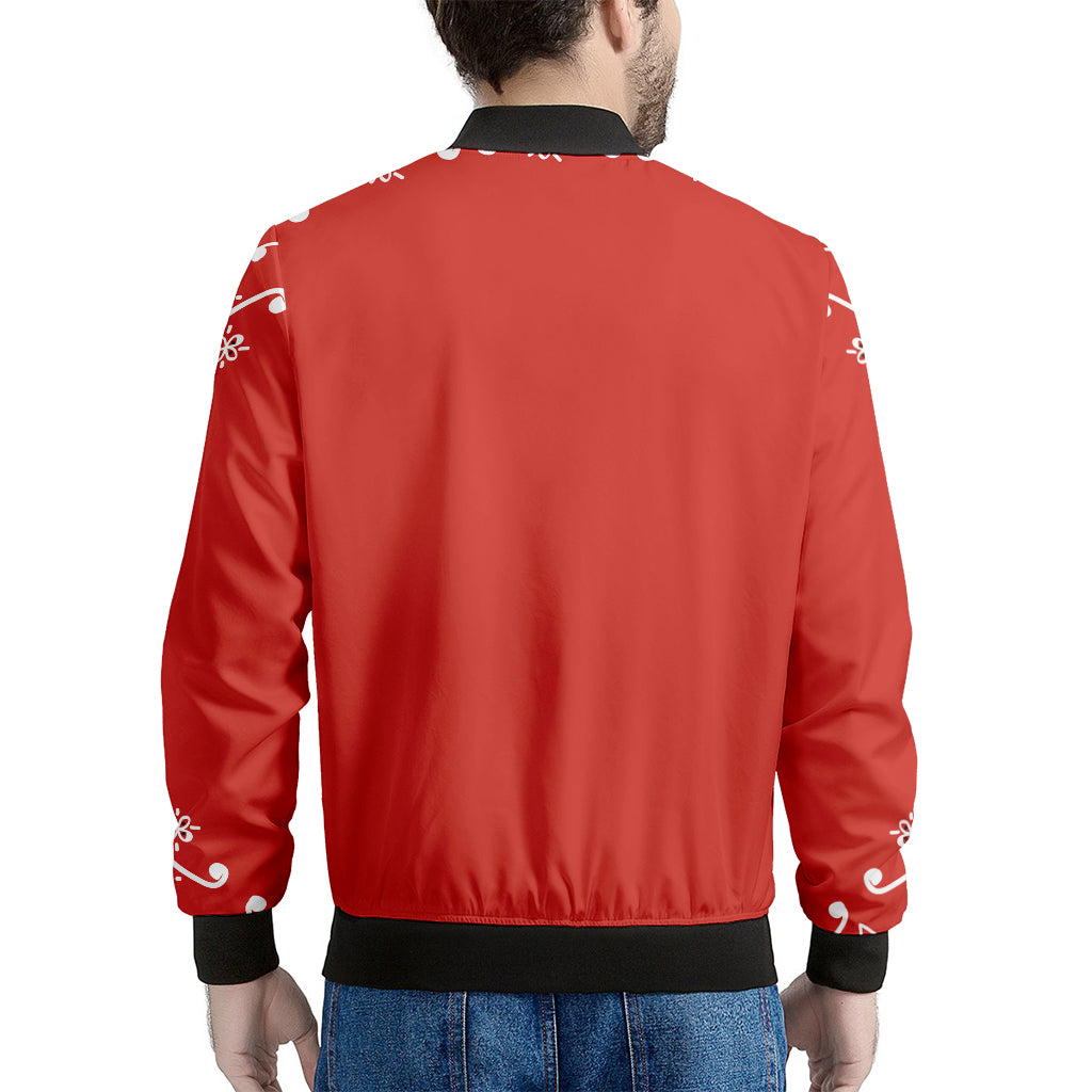 Orange Paisley Bandana Print Men's Bomber Jacket