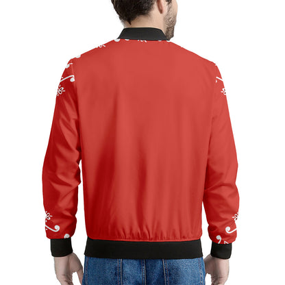 Orange Paisley Bandana Print Men's Bomber Jacket