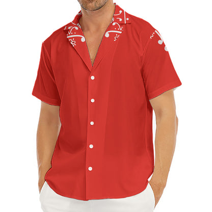 Orange Paisley Bandana Print Men's Deep V-Neck Shirt