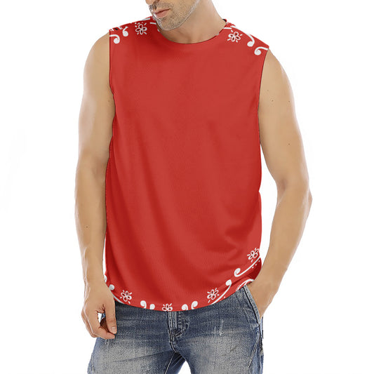 Orange Paisley Bandana Print Men's Fitness Tank Top