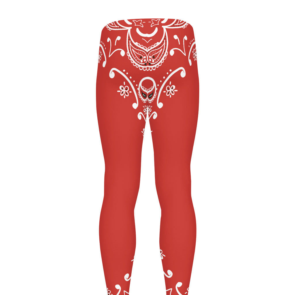 Orange Paisley Bandana Print Men's leggings