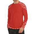 Orange Paisley Bandana Print Men's Long Sleeve Rash Guard