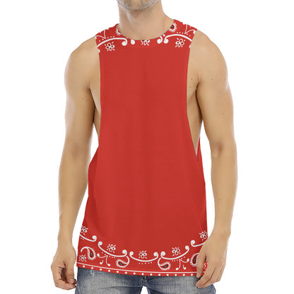 Orange Paisley Bandana Print Men's Muscle Tank Top