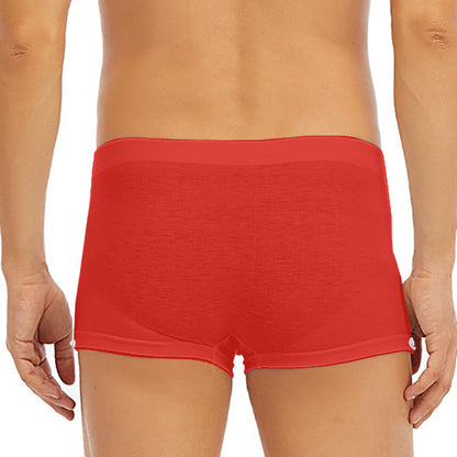 Orange Paisley Bandana Print Men's Short Boxer Briefs
