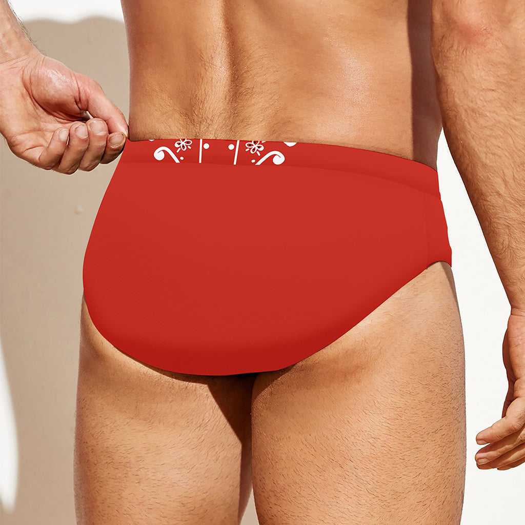 Orange Paisley Bandana Print Men's Swim Briefs