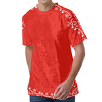 Orange Paisley Bandana Print Men's Velvet T-Shirt