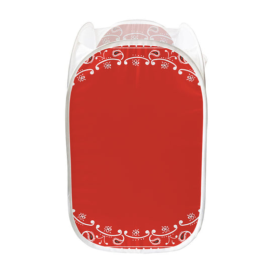 Orange Paisley Bandana Print Mesh Laundry Hamper