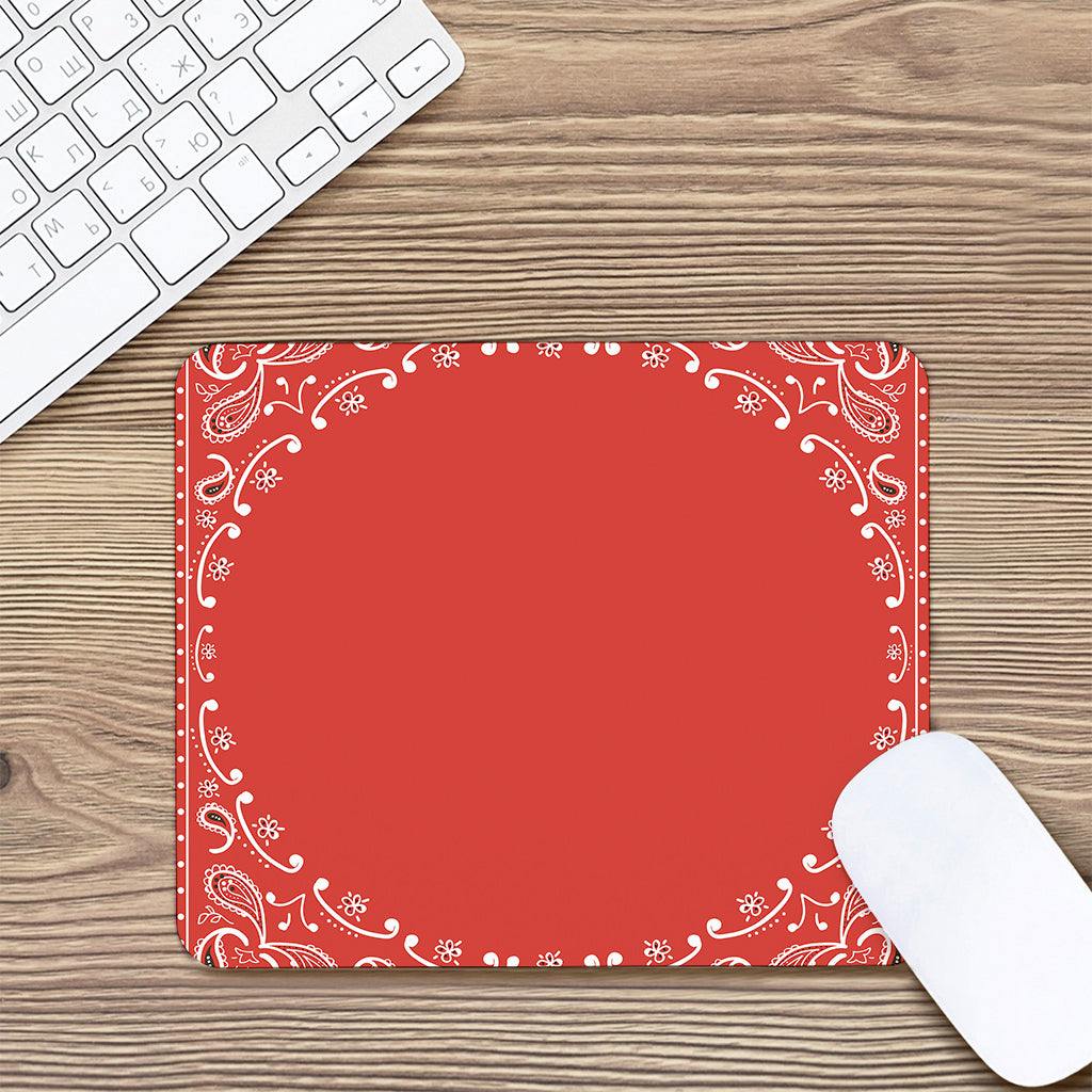Orange Paisley Bandana Print Mouse Pad