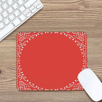 Orange Paisley Bandana Print Mouse Pad