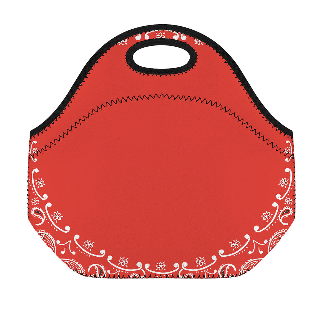 Orange Paisley Bandana Print Neoprene Lunch Bag