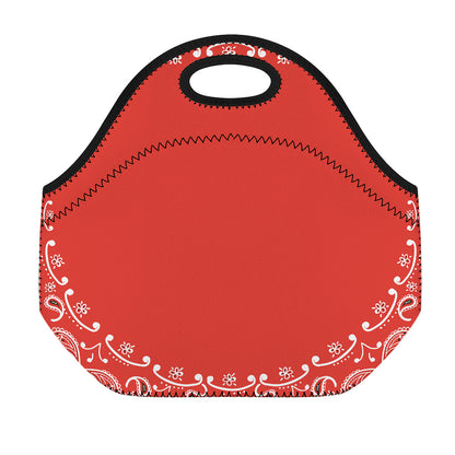 Orange Paisley Bandana Print Neoprene Lunch Bag