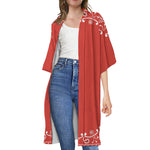 Orange Paisley Bandana Print Open Front Beach Cover Up