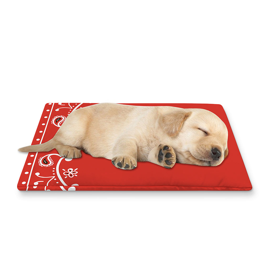 Orange Paisley Bandana Print Pet Cooling Mat Cover