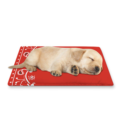 Orange Paisley Bandana Print Pet Cooling Mat Cover