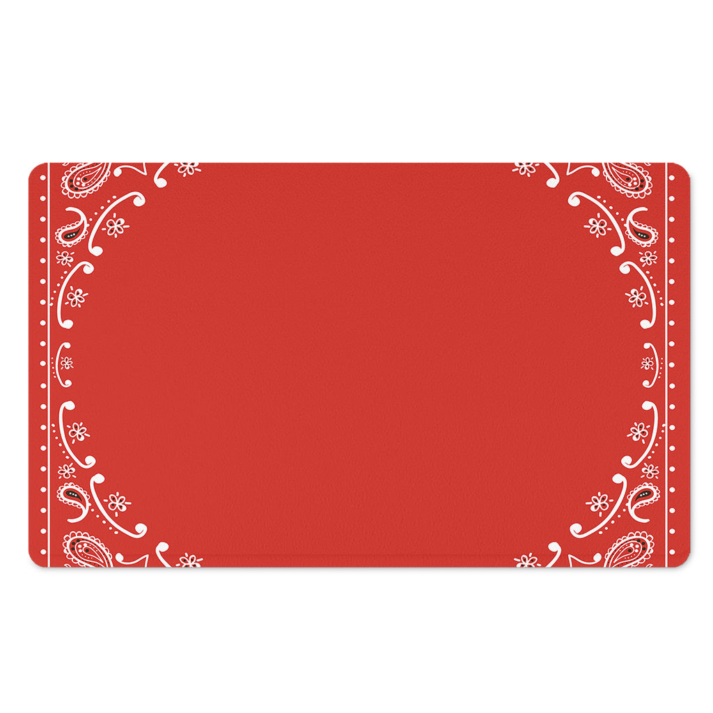 Orange Paisley Bandana Print Polyester Doormat