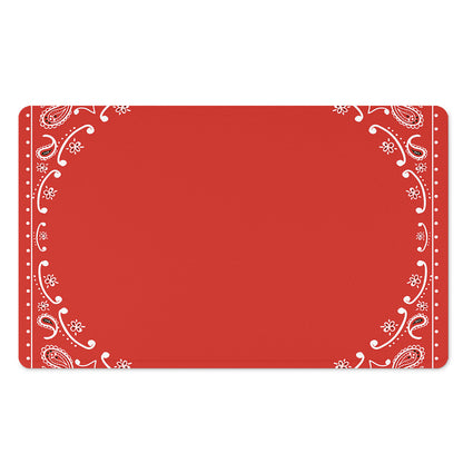 Orange Paisley Bandana Print Polyester Doormat