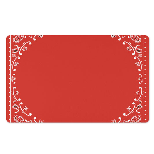 Orange Paisley Bandana Print Polyester Doormat