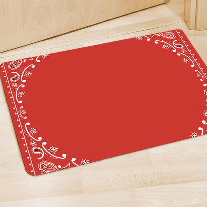Orange Paisley Bandana Print Polyester Doormat